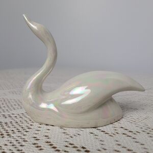 Elegant Cream Ceramic Swan Figurine